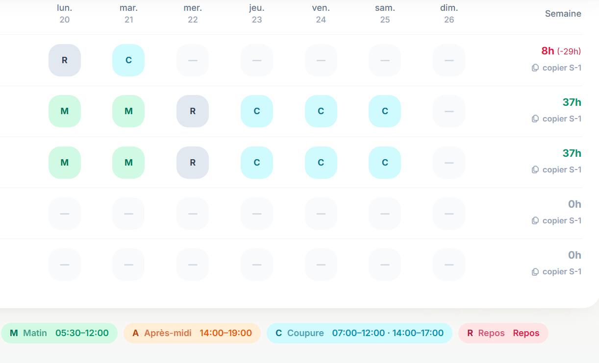 Gestion de planning (RH) — capture 3